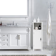 Armário de Chão para Casa de Banho com 3 Prateleiras e Porta Estante de Arrumação para Cozinha Quarto Sala Branco 30 x 30 x 80 cm
