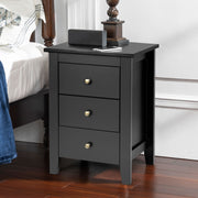 Mesinha de Cabeceira com 3 Gavetas e Estrutura Resistente para Sala e Quarto Preto 46 x 37 x 65 cm