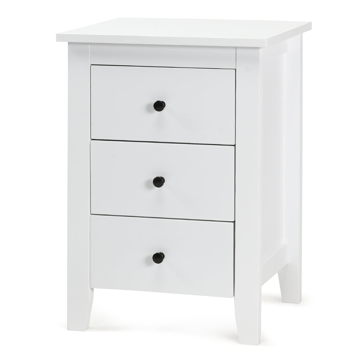 Mesinha de Cabeceira com 3 Gavetas e Estrutura Resistente para Sala e Quarto Branco 46 x 37 x 65 cm