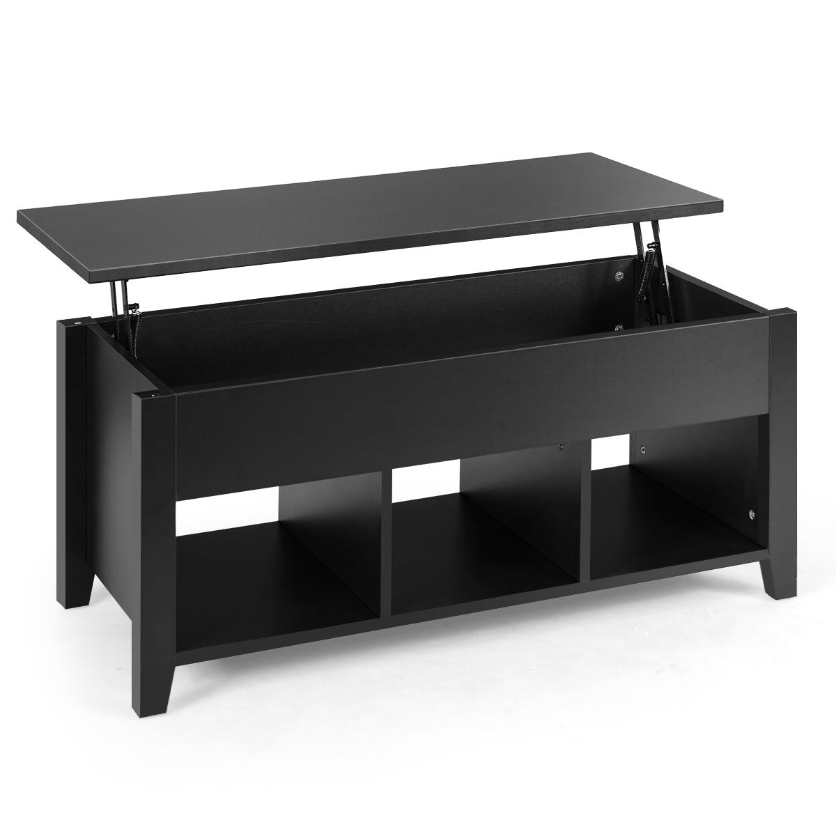 Mesa de Centro Elevável com Altura Regulável e Compartimento Escondido - Preto 104,5 x 49,5 x 48,5 cm