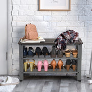 Zapatero Estantería de Zapatos com Banco Multiuso Organizador para Sapatos para Corredor 73 x 30 x 45cm Cinzento Escuro