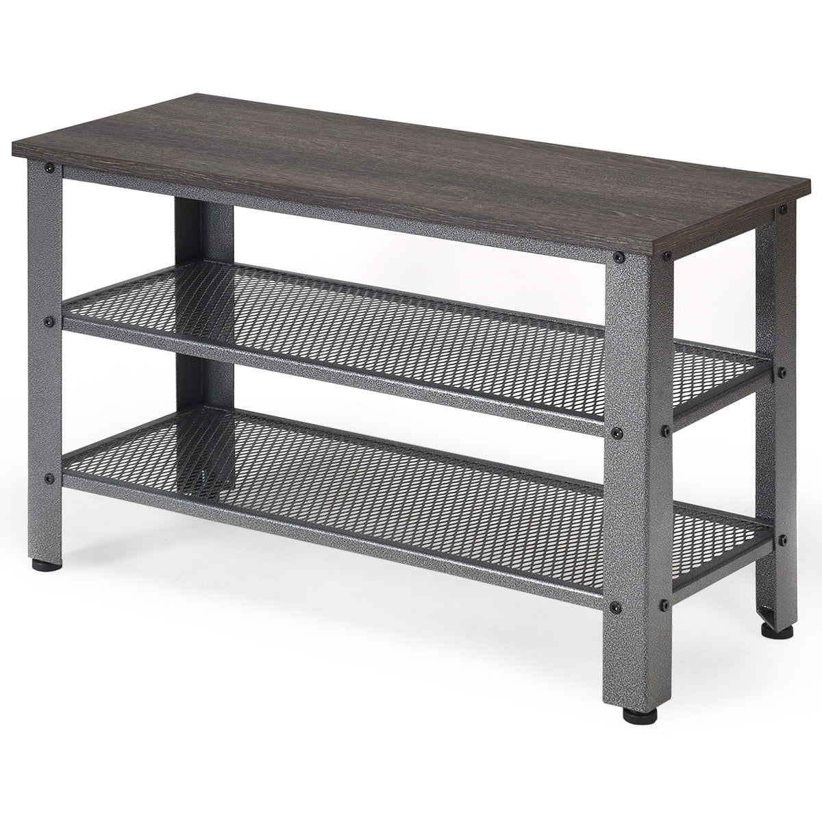 Zapatero Estantería de Zapatos com Banco Multiuso Organizador para Sapatos para Corredor 73 x 30 x 45cm Cinzento Escuro