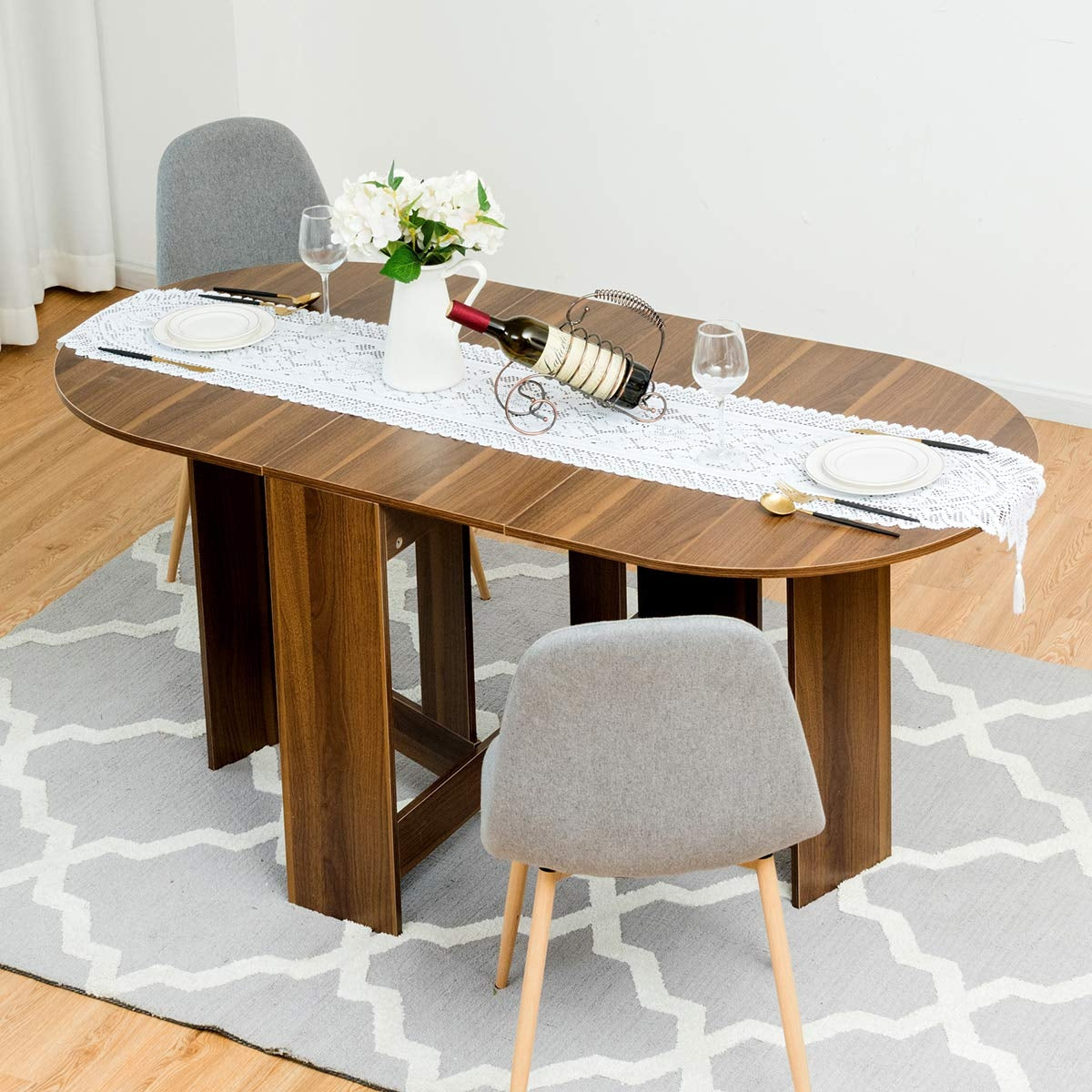 Mesa Dobrável Mesa de Jantar para Cozinha Varanda Jardim 163 x 80 x 75 cm Castanho