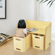 Conjunto Mesa e Cadeiras para Crianças em Madeira de Faia Natural para Casa Escola Jardim de Infância