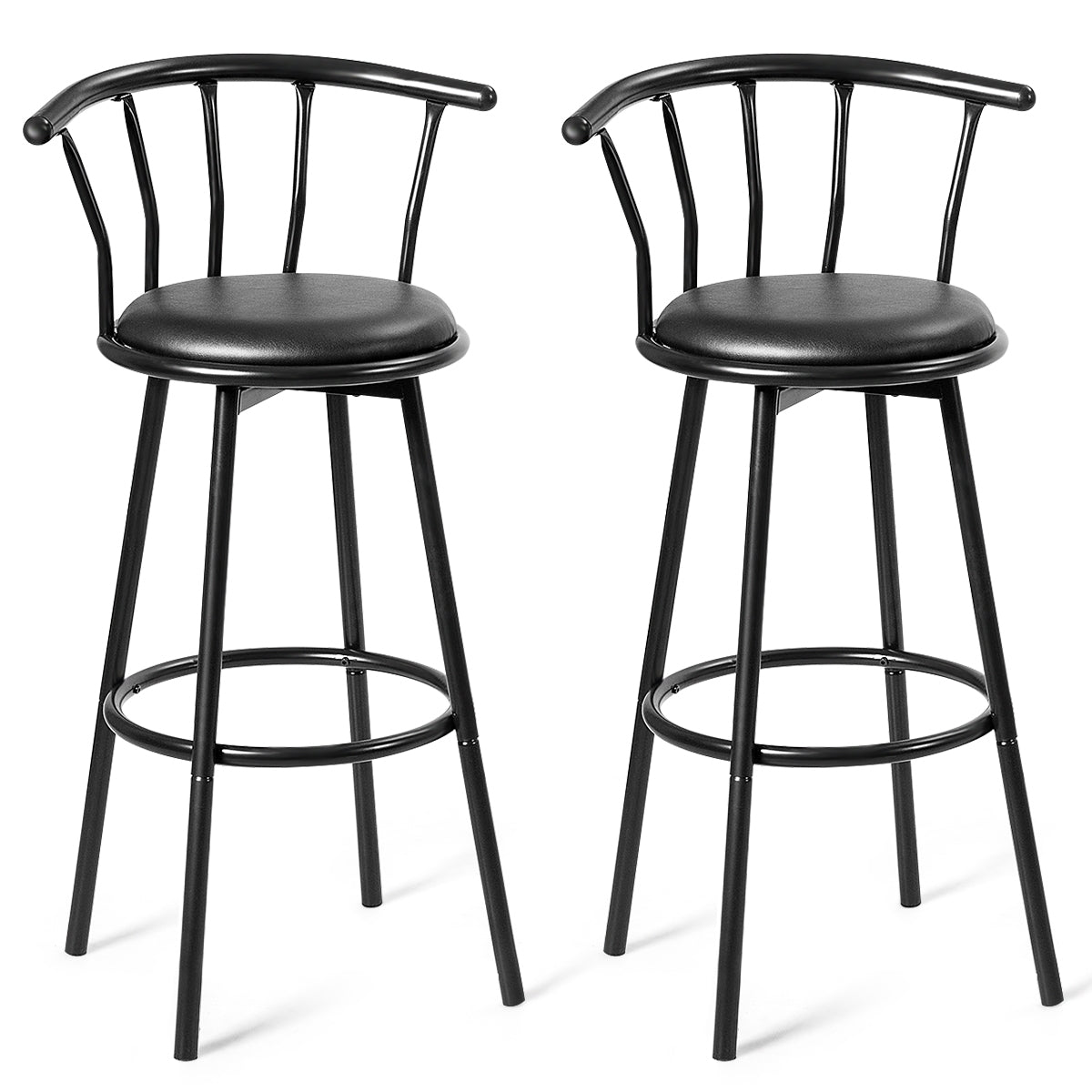 Conjunto de 2 Cadeiras de Bar Banqueta Alta em Metal para Casa Cozinha Sala de Jantar Banqueta Industrial