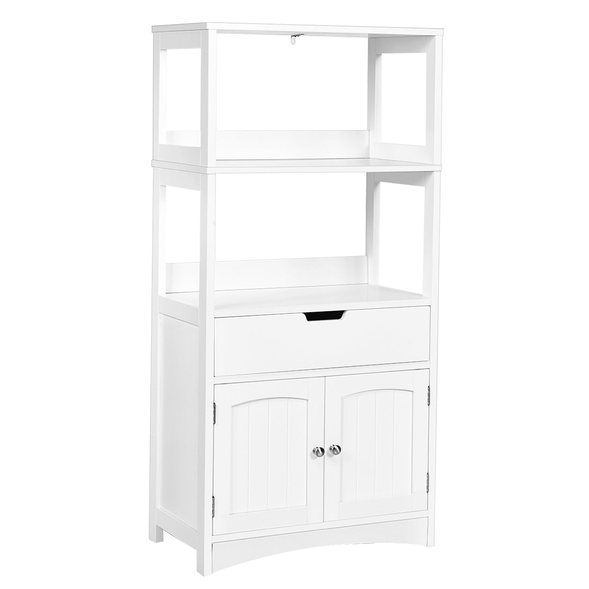 Armário de Casa de Banho com 3 Prateleiras 1 Gaveta 1 Armário de Arrumação Toalhas Champô Gel Organizador para Cozinha 60 x 32,5 x 122 cm Branco