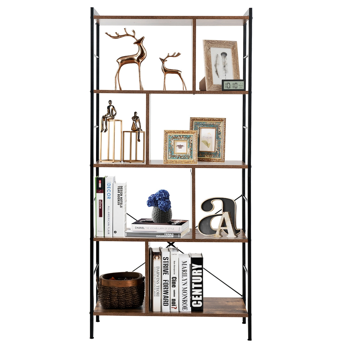 Estante para Livros 5 Níveis em Estilo Industrial 74 x 30 x 154,5 cm