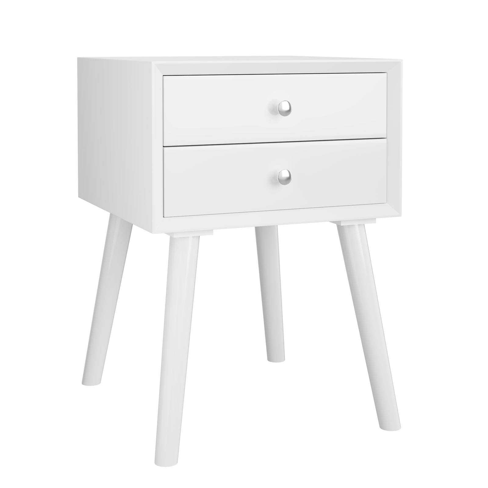 Mesinha de Cabeceira com 2 Gavetas em Madeira Multiusos para Quarto Sala Branco 40 x 40 x 59 cm