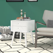 Mesinha de Cabeceira com 2 Gavetas em Madeira Multiusos para Quarto Sala Branco 40 x 40 x 59 cm