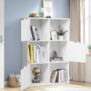 Armário de 6 Cubos com Portas para Casa, Escritório e Biblioteca com 3 Níveis para Livros, Brinquedos e Decorações Branco 60 x 29 x 89,5 cm