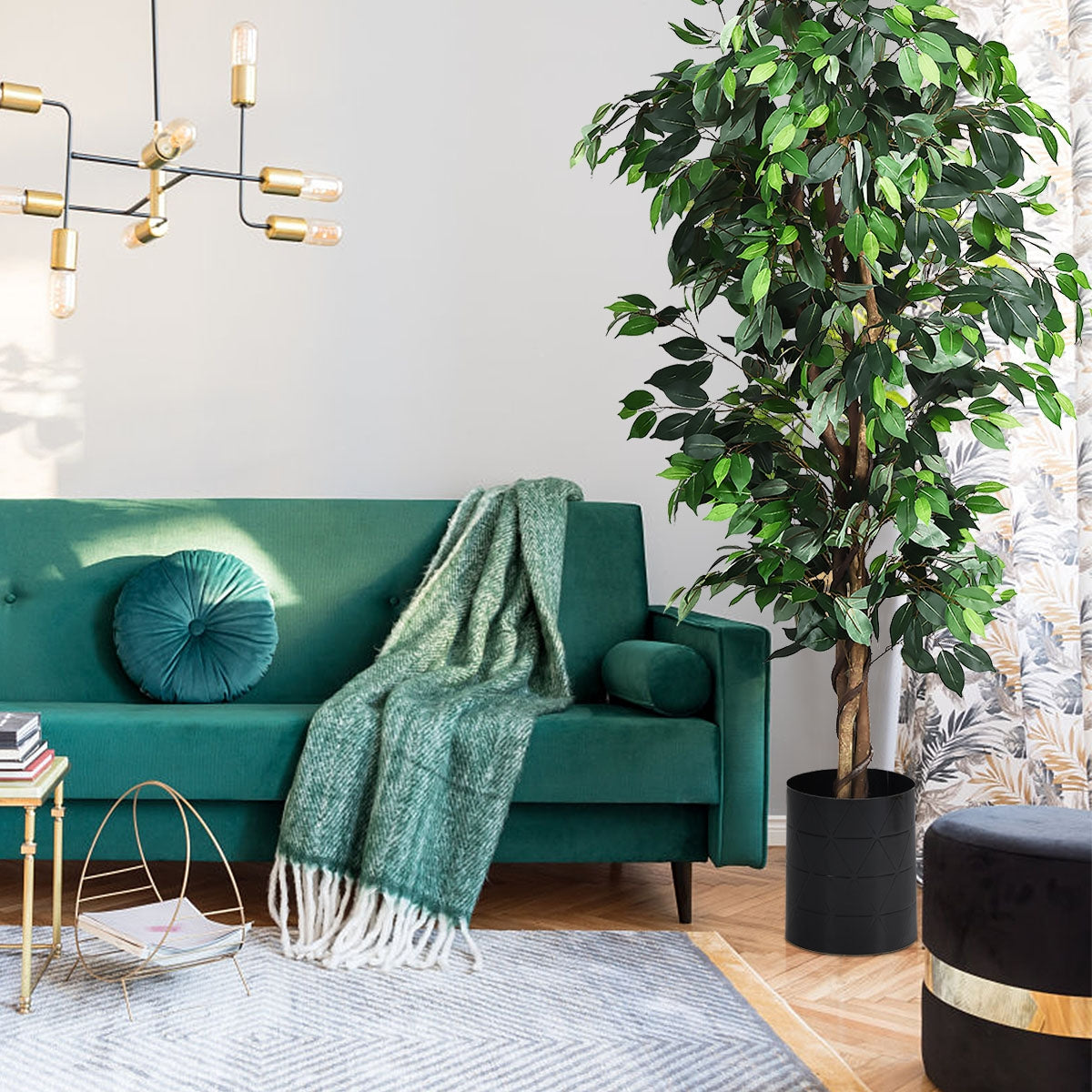 Planta Artificial Ficus com Vaso 1008 Folhas e Tronco Natural - Ideal para Decorar Casa, Jardim e Escritório - 180 cm
