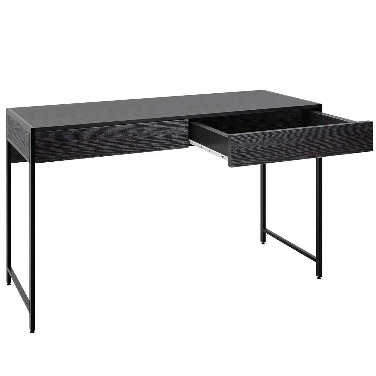 Escritório em Madeira com 2 Gavetas e Estrutura em Aço Preto 112 x 48 x 76 cm