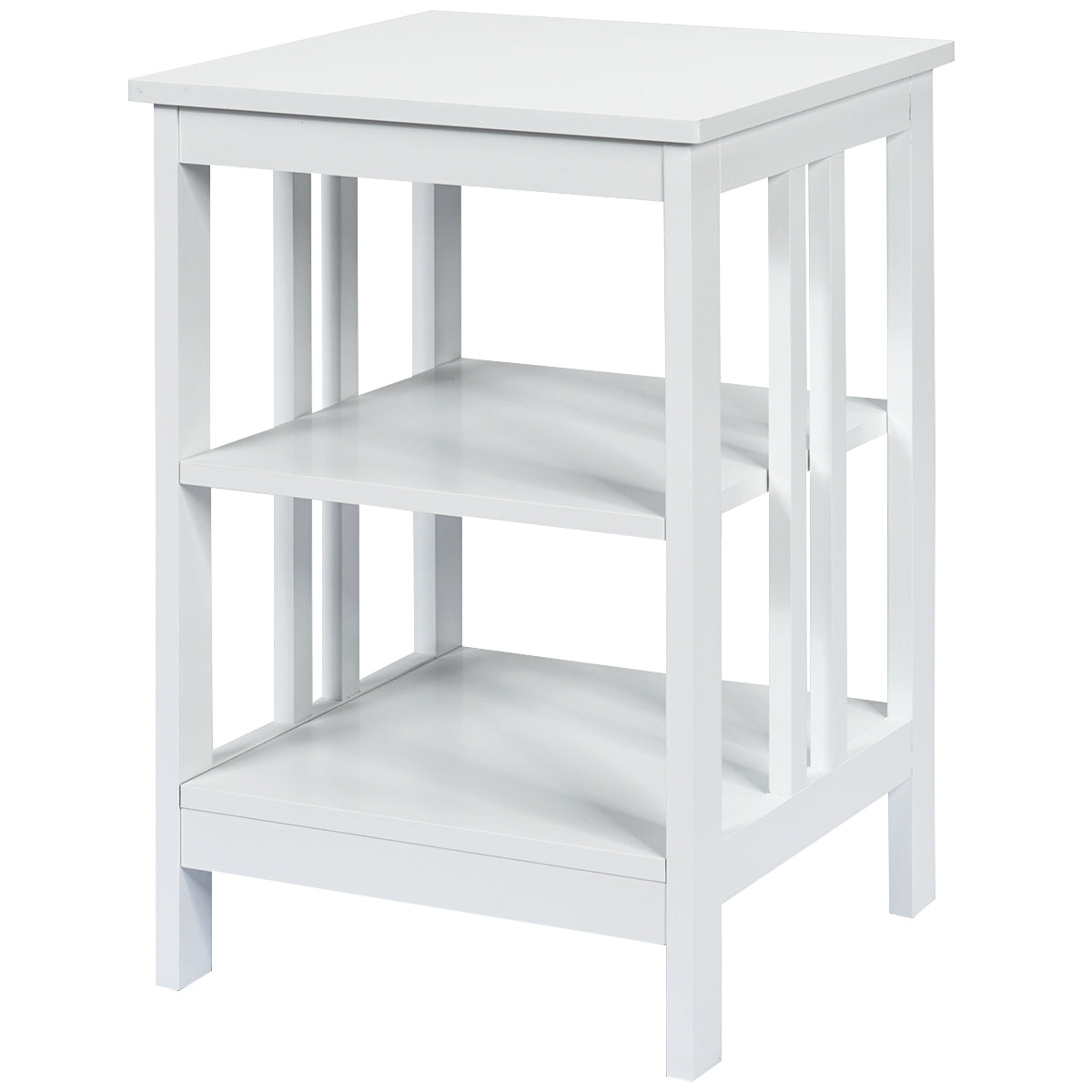 Mesinha de Cabeceira com Barras de Reforço e Estrutura Estável para Quarto Sala Corredor Branco 40 x 40 x 61 cm