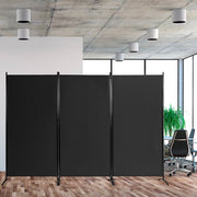 Biombo de 3 Paneis Separador de Ambientes Dobrável Divisor de Privacidade para Casa Escritório Casa de Banho Quarto 260 x 183 cm Preto
