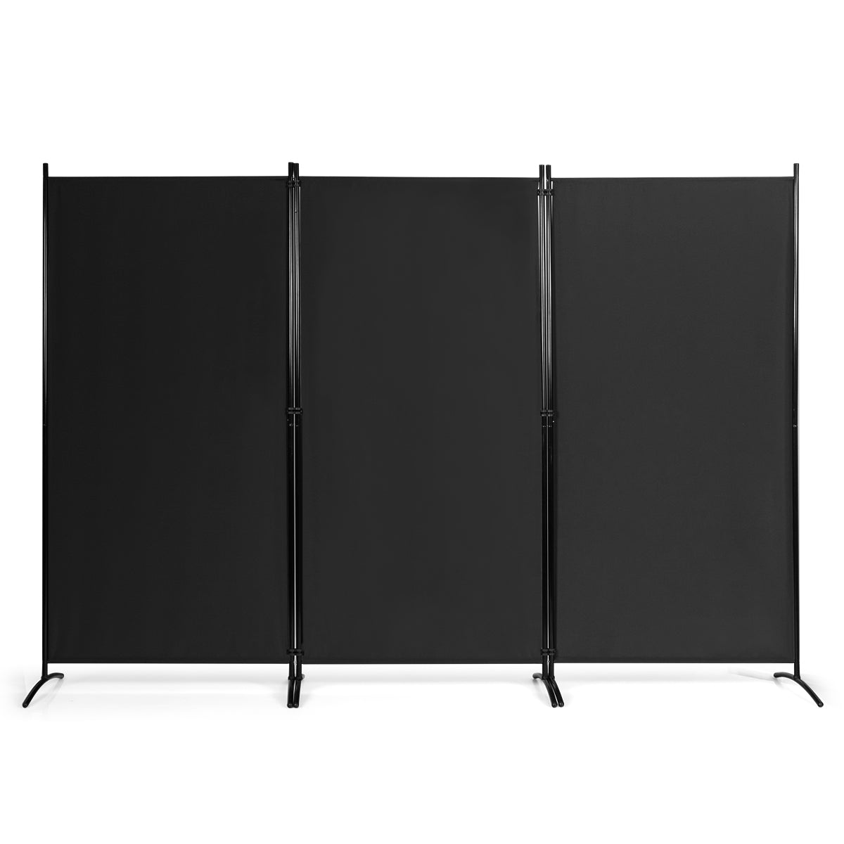 Biombo de 3 Paneis Separador de Ambientes Dobrável Divisor de Privacidade para Casa Escritório Casa de Banho Quarto 260 x 183 cm Preto