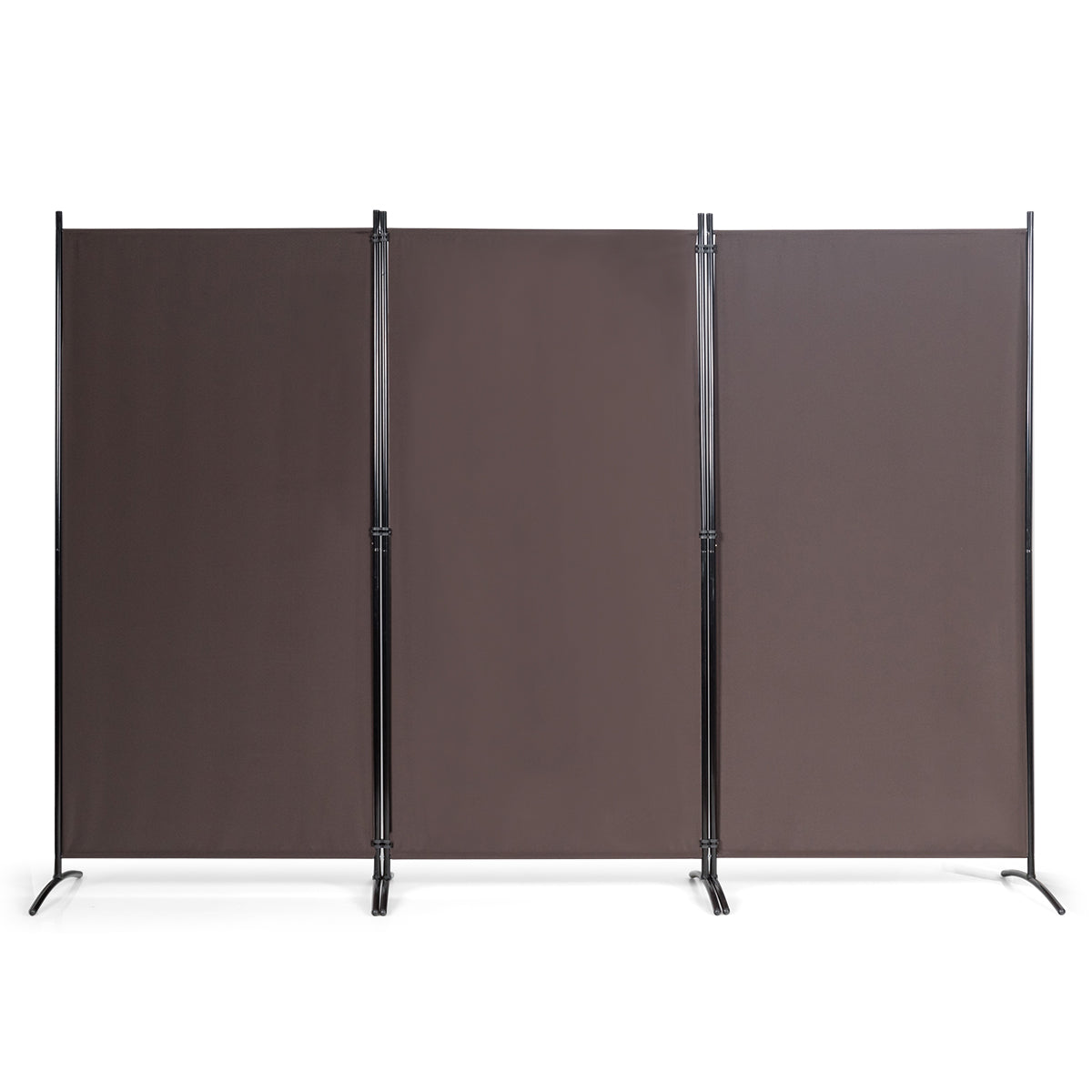Biombo de 3 Paneis Divisor de Ambientes Dobrável Tela de Privacidade para Casa Escritório Casa de Banho Quarto 260 x 183 cm Café