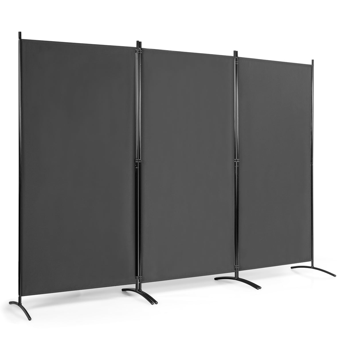 Biombo de 3 Paneis Separador de Ambientes Dobrável Divisor Tela de Privacidade para Casa Escritório Casa de Banho Quarto 260 x 183 cm Cinza