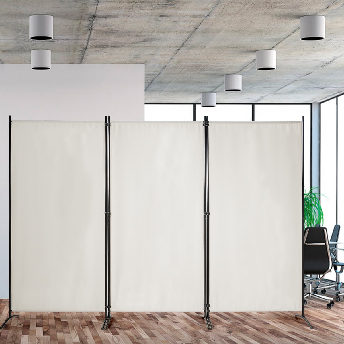 Biombo de 3 Paneles Separador de Ambientes Plegável Divisor Pantalla de Privacidad para Casa Oficina Baño Dormitorio 260 x 183 cm Blanco