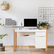 Escritório Elegante para Computador Cubículo de Trabalho com Armário e Gaveta Branco 112,5 x 50 x 75 cm