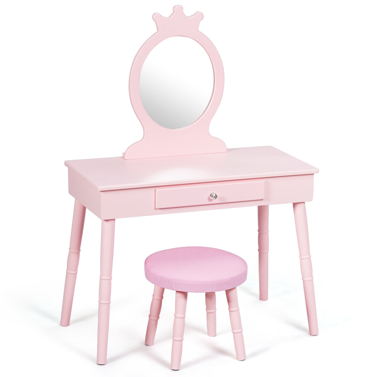 Tocador para Crianças com Gavetas e Banqueta Acolchoada Rosa 70 x 34 x 101 cm