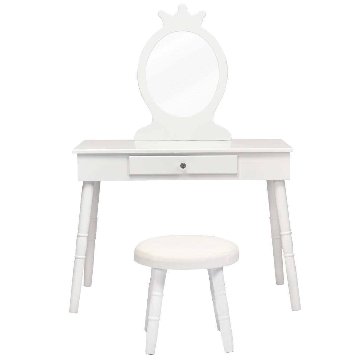 Conjunto Mesa e Cadeira Toucador para Crianças com Espelho e Gavetas para Maquilhagem Branco 70 x 34 x 100 cm