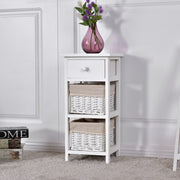 Mesinha Moderna com 1 Gaveta e 2 Caixas Organizadoras para Casa Sala Quarto Branco 28 x 26 x 59,5 cm