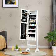 Armário de Joalharia com 18 Luzes LED Ângulo Ajustável Organizador para Todos os Tipos de Joias Branco 145 x 35 x 31,5 cm