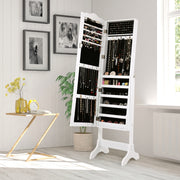 Armário de Jóias com Ângulo Regulável Design Vertical Fechadura com Chave Branco 160 x 45 x 37 cm