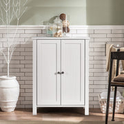Armário de Casa de Banho Organizador Vertical com Portas Duplas e Prateleira Ajustável Moderno 60 x 30 x 80,5 cm Branco