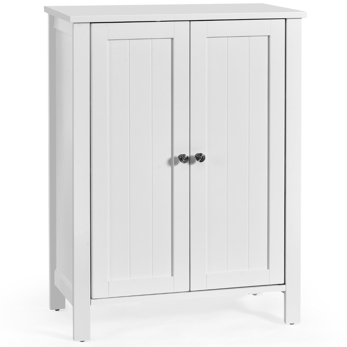 Armário de Casa de Banho Organizador Vertical com Portas Duplas e Prateleira Ajustável Moderno 60 x 30 x 80,5 cm Branco