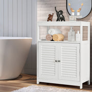Armário de Casa de Banho com Portas de Persiana Duplas e Prateleira Ajustável para Sala Quarto Branco 60 x 30 x 80,5 cm