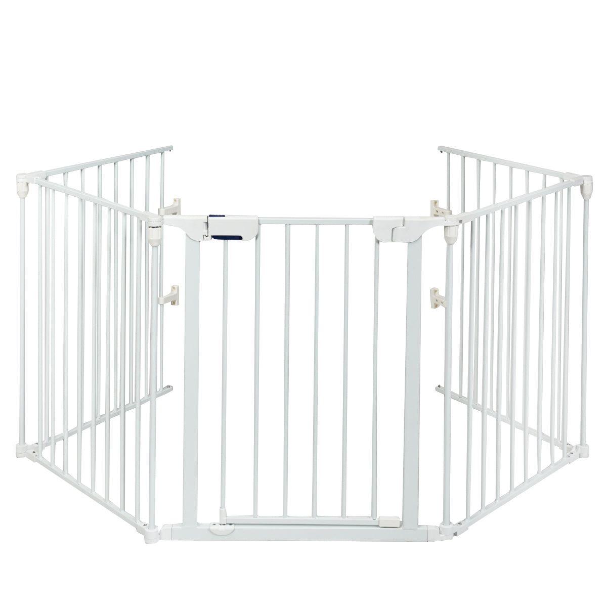 Verja de Metal 5 em 1 Ajustável para Crianças Barreira de Segurança com Porta para Lareira Animais de Estimação Branco 58 x 74 cm