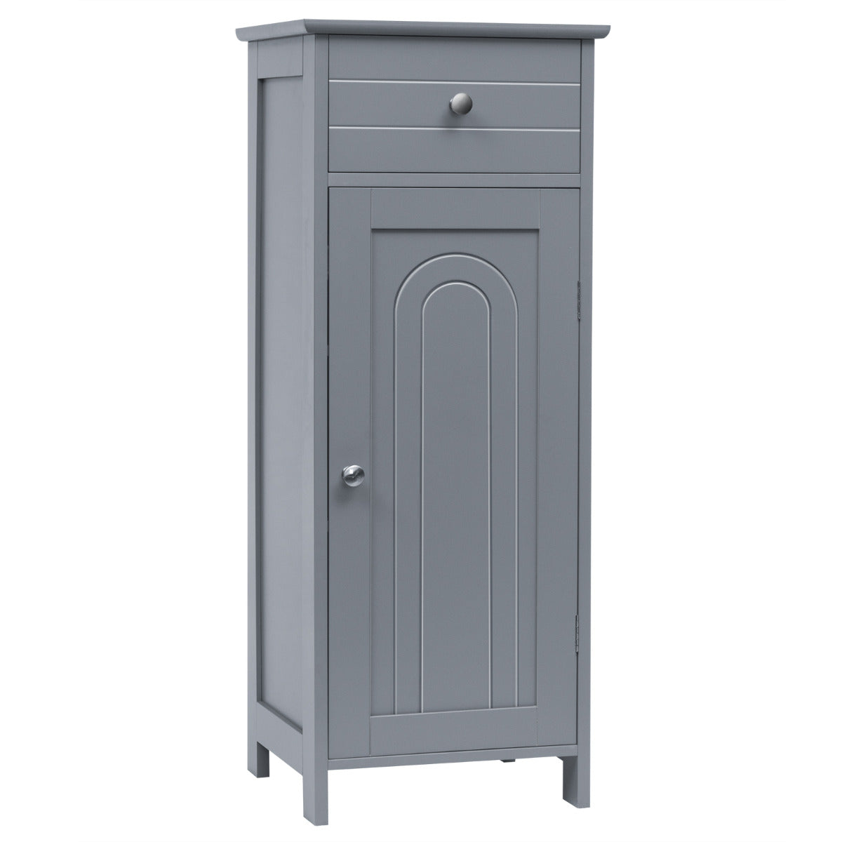 Armário de Casa de Banho Organizado Vertical com Porta Individual, 1 Gaveta Grande e 2 Prateleiras Reguláveis para Casa de Banho e Sala em Cinzento 35,6 x 30,5 x 88 cm