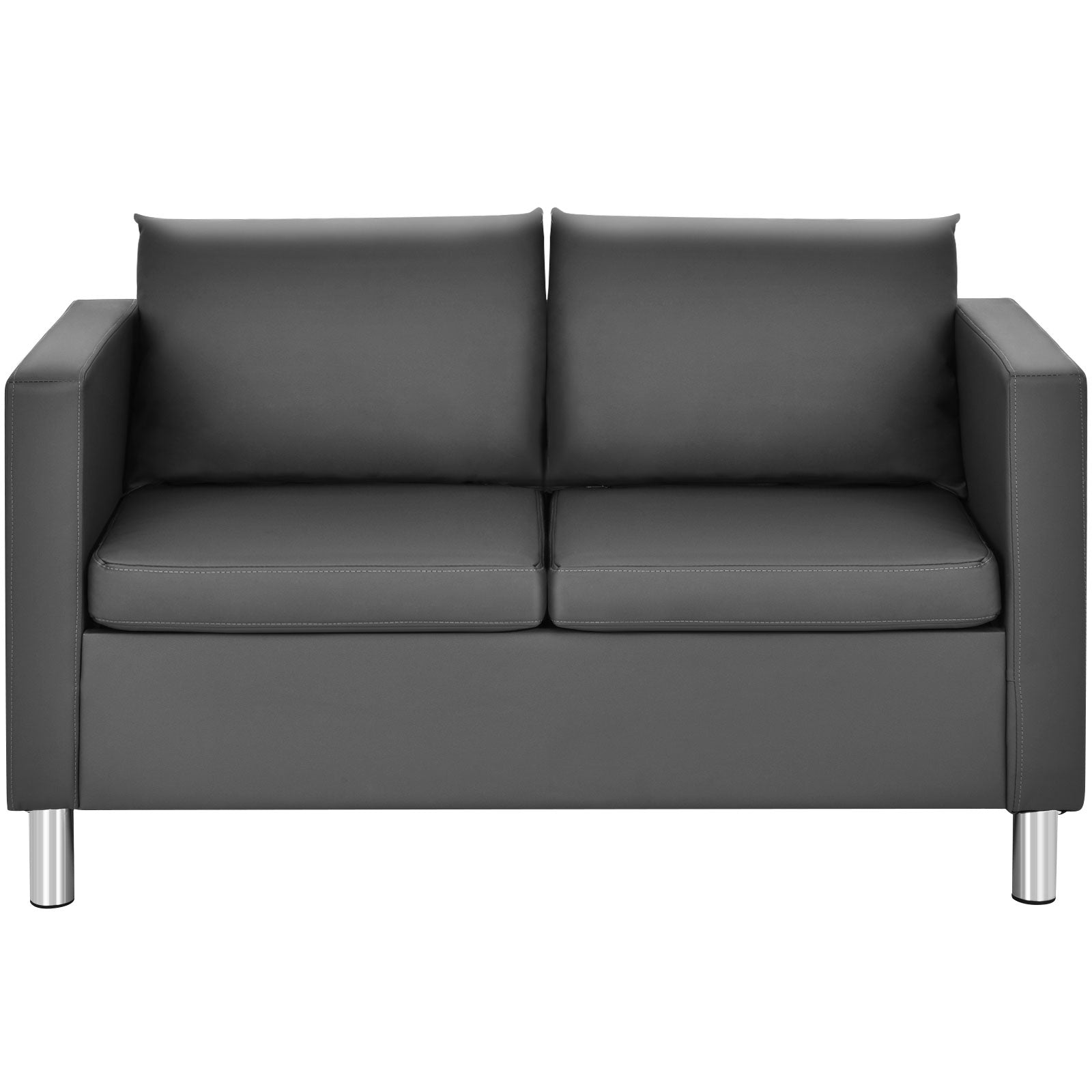 Sofá Moderno de 2 Lugares em Símil-Couro PU com Almofada Macia Conversível em Sofá-Cama Perfeito para Casa e Escritório Cinzento 120 x 60 x 62,5 cm