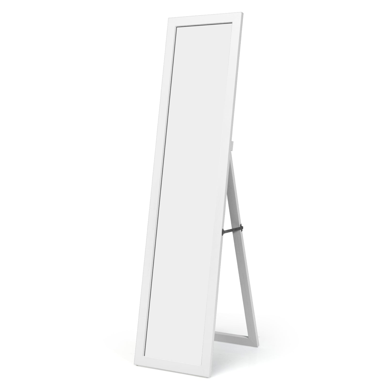 Espelho de Pé/Corpo Inteiro Montado na Parede com Estrutura de Madeira para Quarto Sala de Estar Hall Branco 37 x 50 x 155 cm