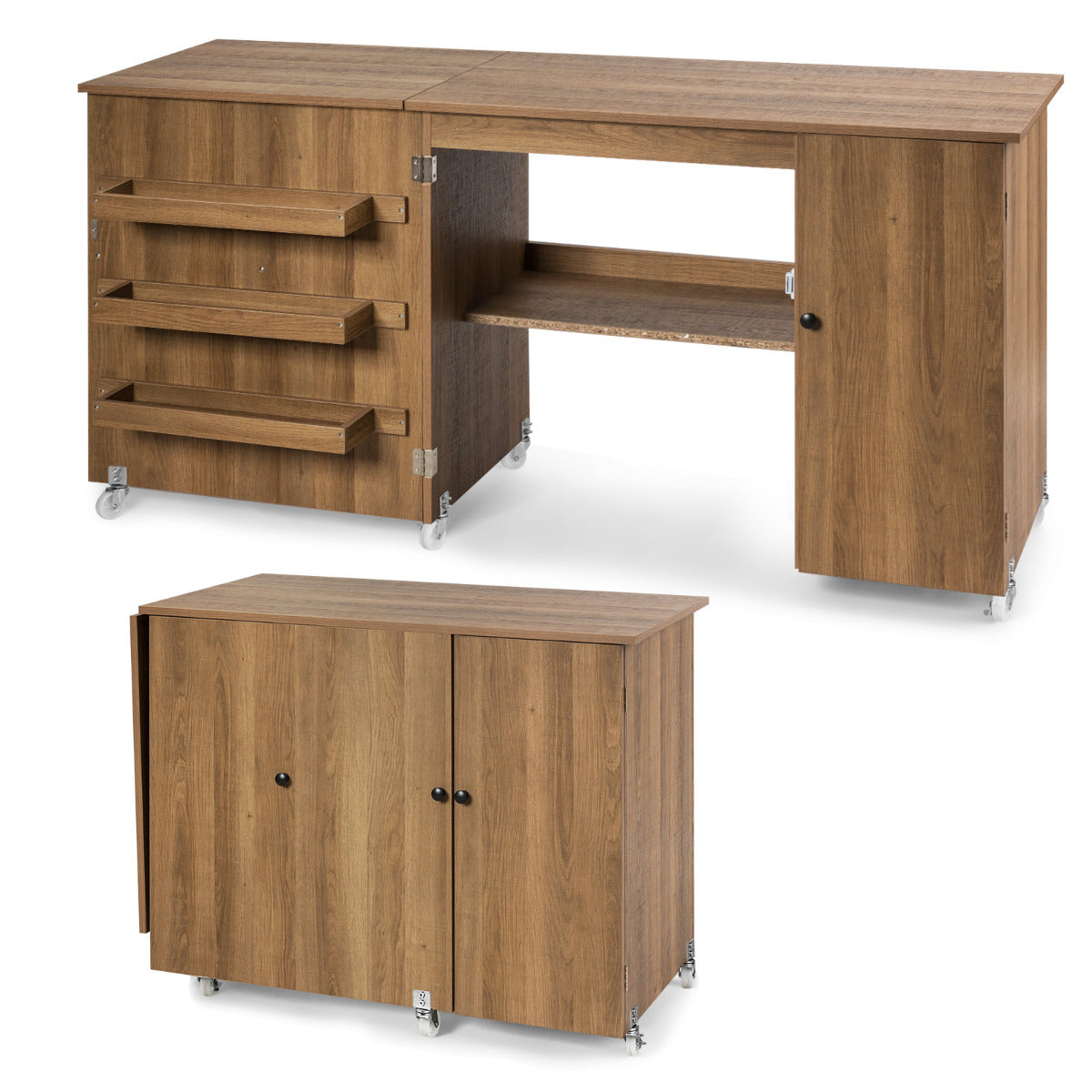 Mesa Dobrável para Costura e Escritório – 158 x 50 x 75 cm – Castanho – MDF