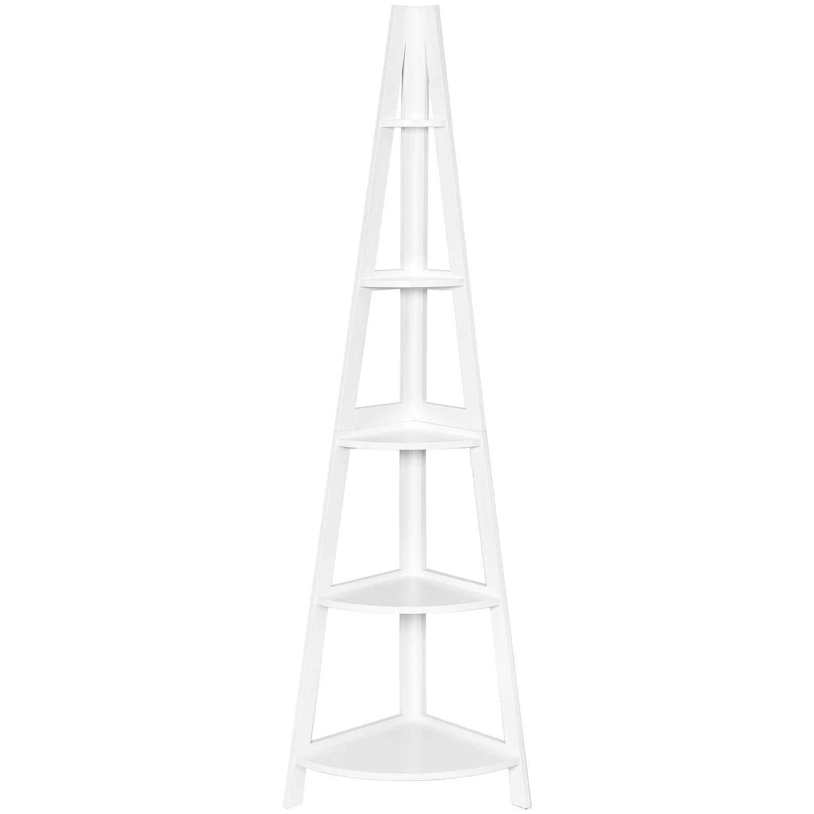 Estante de Canto em Forma de Escada com 5 Níveis para Plantas, Livros e Ornamentos - Branco 39 x 39 x 175 cm