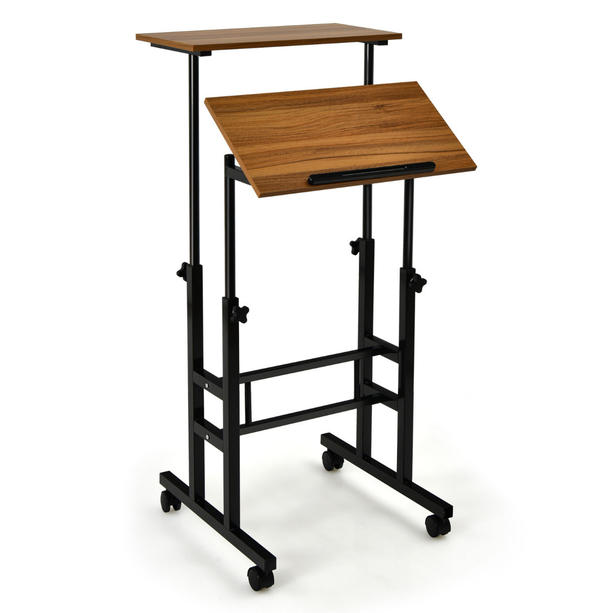 Mesa de Computador Regulável em Altura – 60 x 30 cm – Nogueira e Preto – MDF e Aço