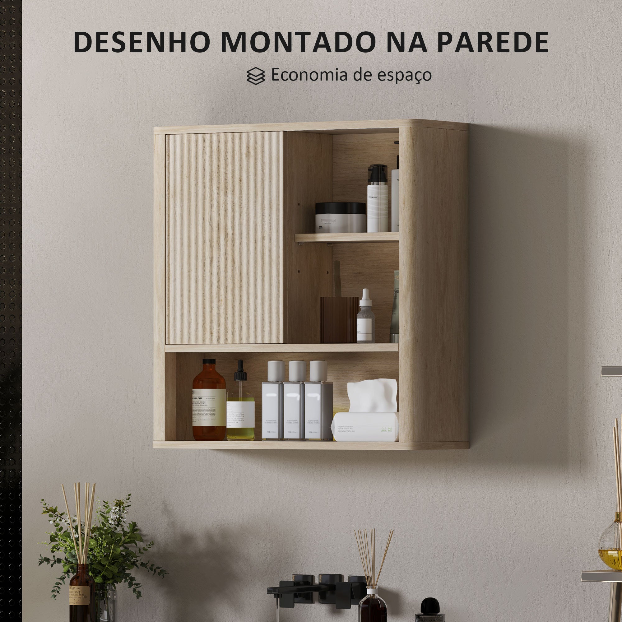 Armário de Casa de Banho de Parede 60x20x62 cm - Madeira