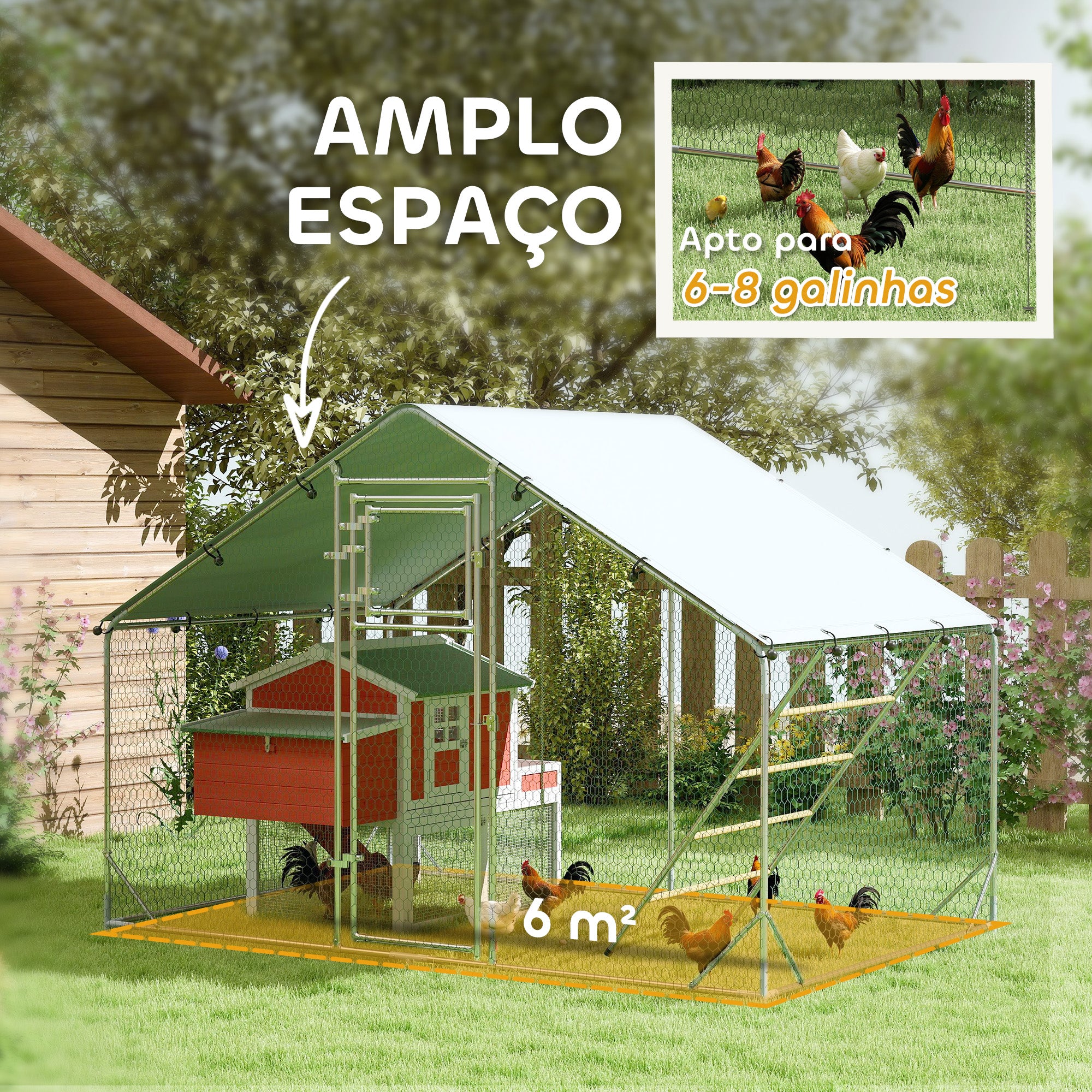 Galinheiro Exterior 300x200x195 cm Prata