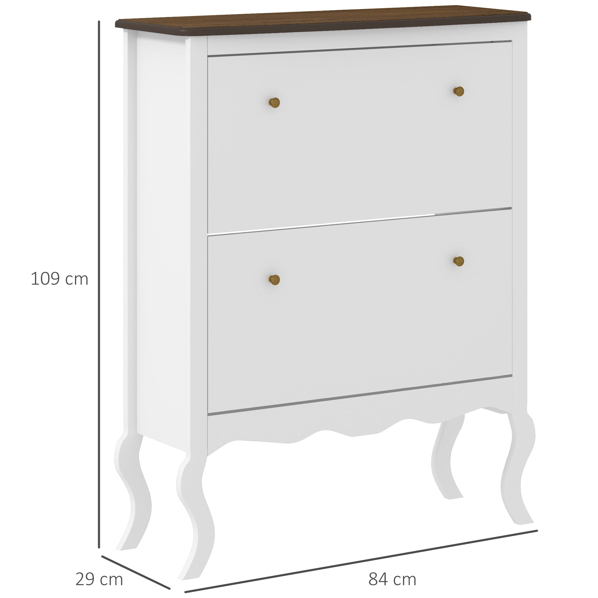 Sapateira Estilo Francês Branco 84x29x109 cm - Armazena até 16 Pares de Sapato