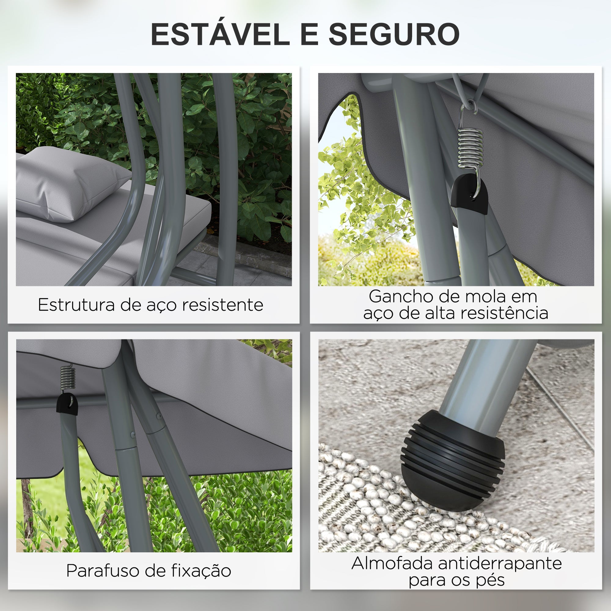 Banco Baloiço de Jardim Cinzento 200x120x164 cm