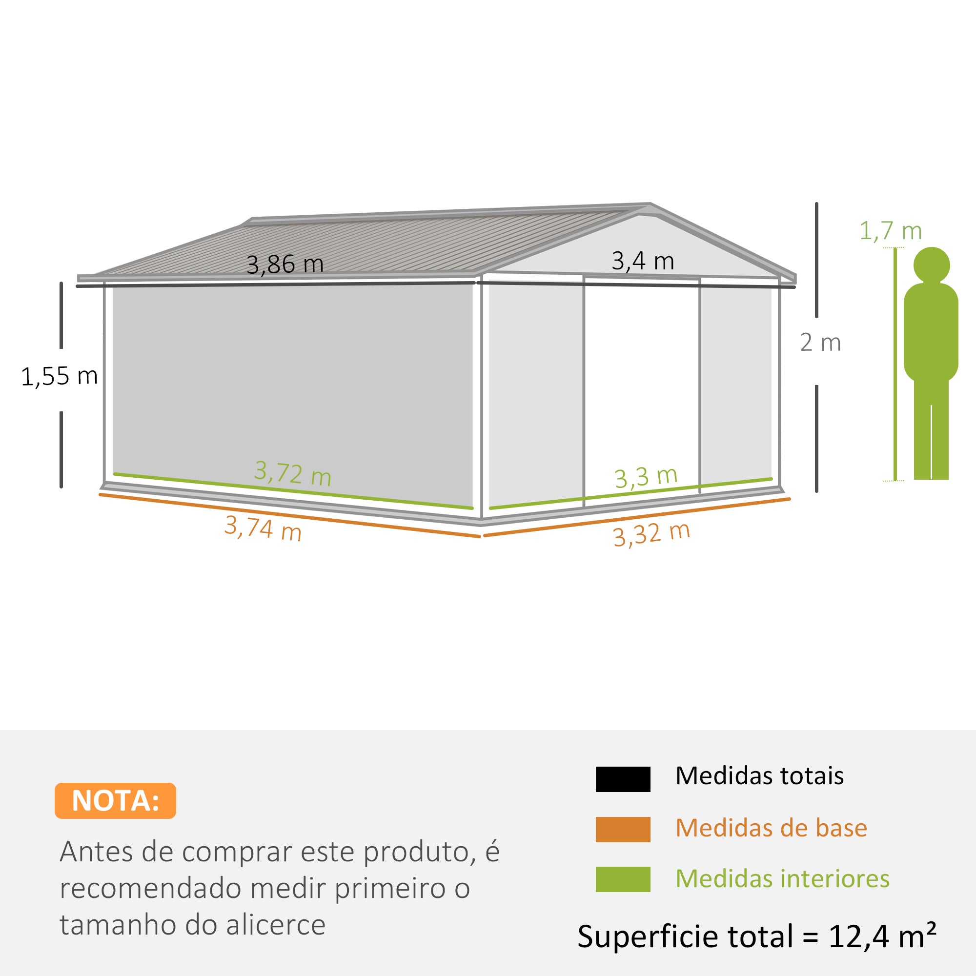 Abrigo de Jardim 340x386x200 cm Cinza Claro - Espaço de Armazenamento Resistente