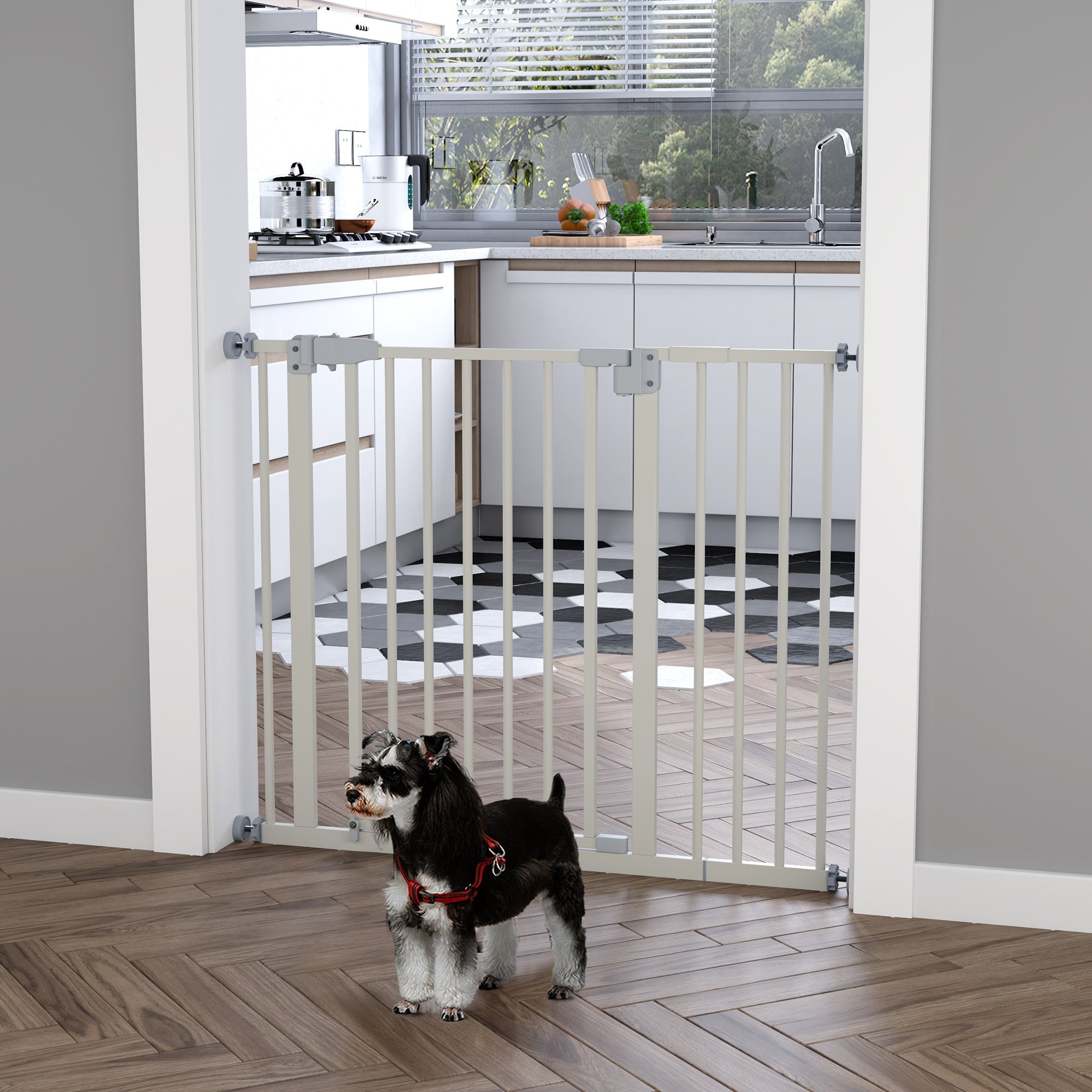 Barreira de Segurança Metálica para Animais de Estimação - 97.5x76.2 cm - Branco
