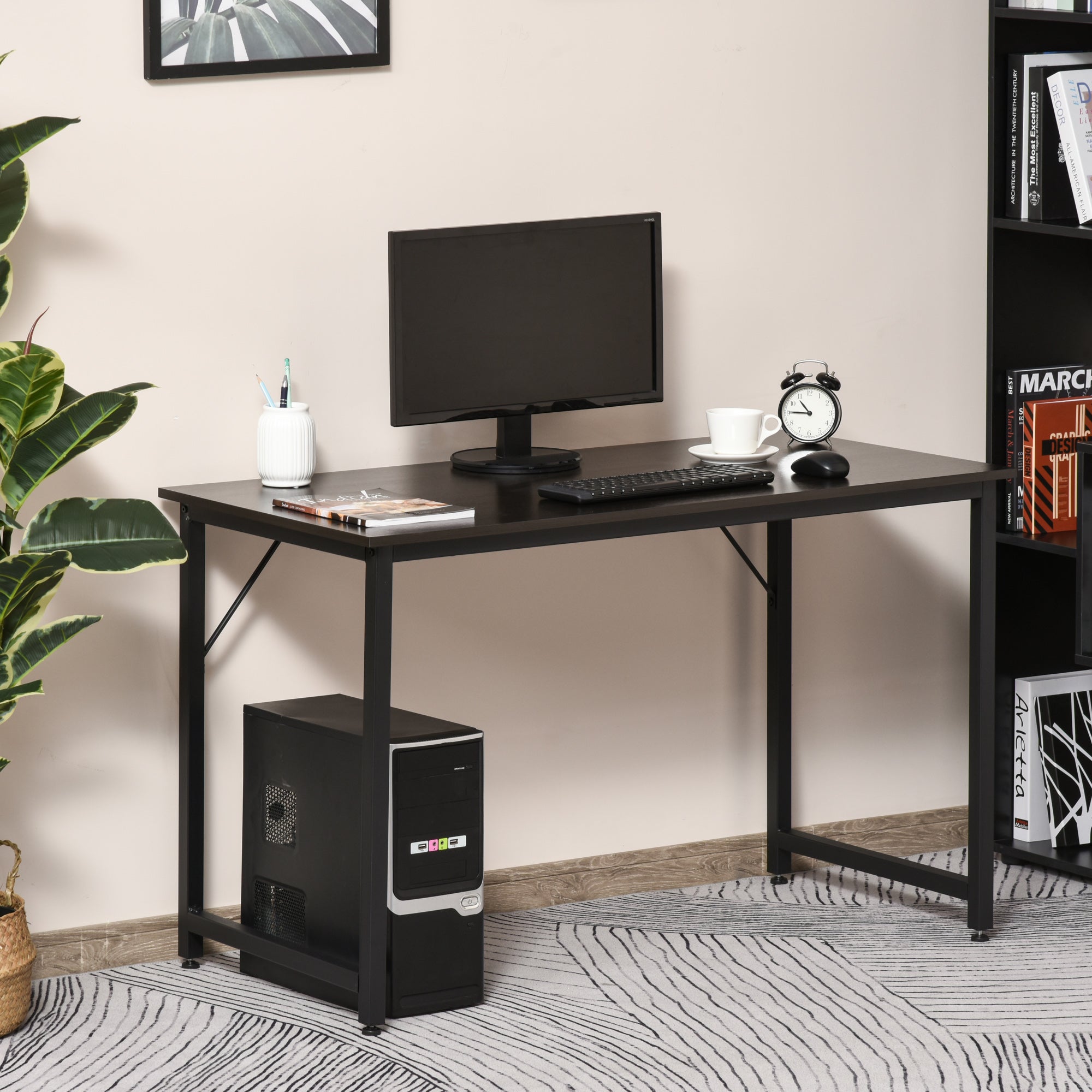 Secretária Mesa de Computador 120x60x73 cm Marrom Escuro e Preto