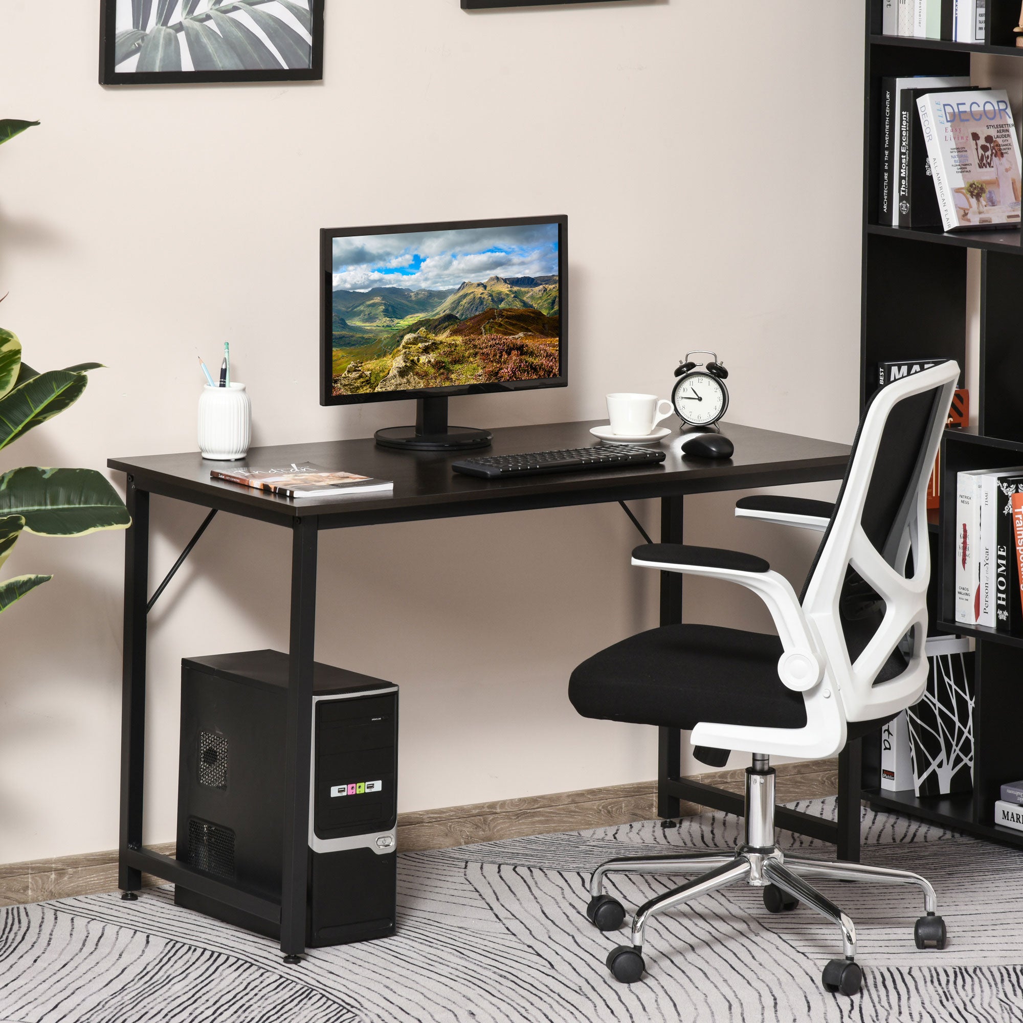 Secretária Mesa de Computador 120x60x73 cm Marrom Escuro e Preto
