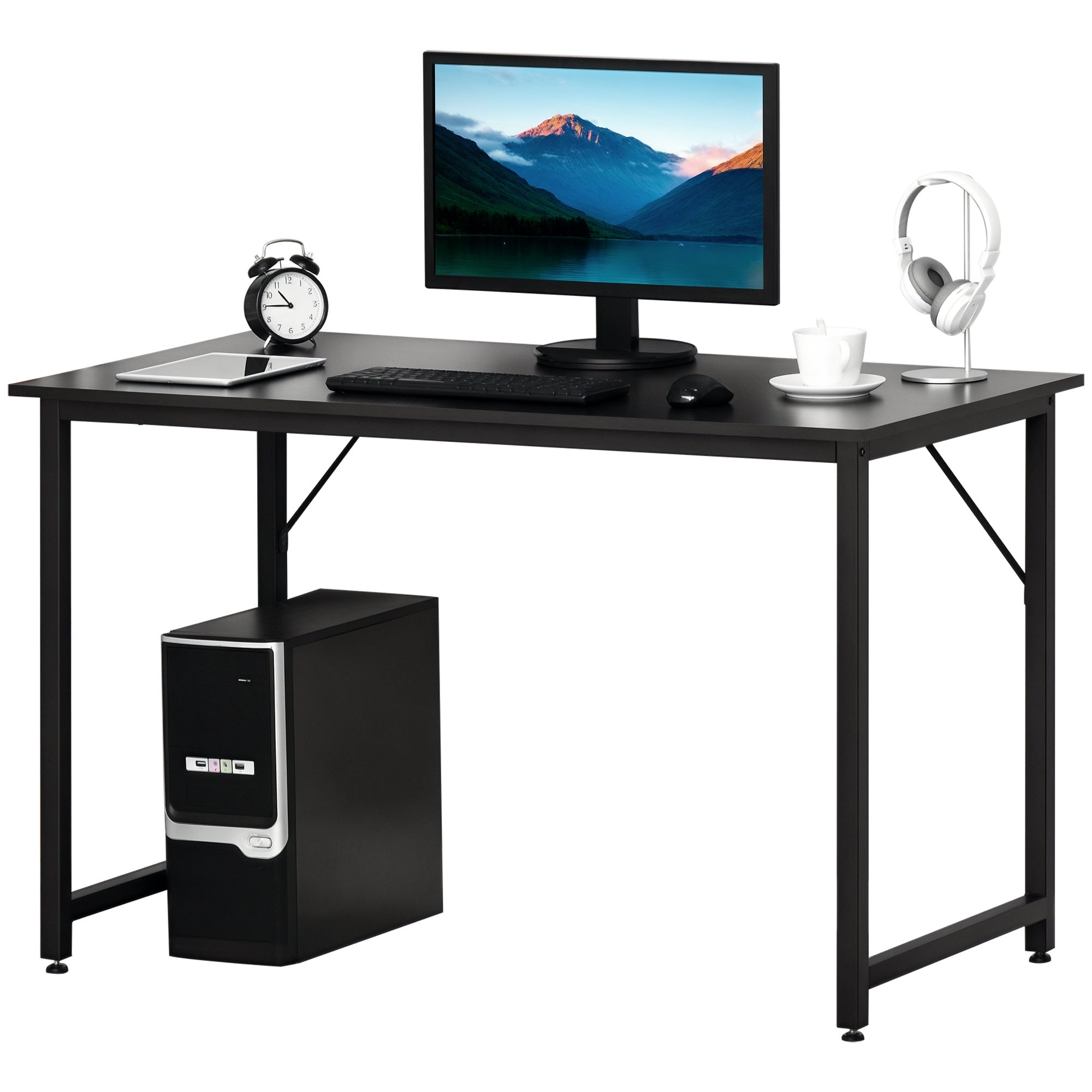 Secretária Mesa de Computador 120x60x73 cm Marrom Escuro e Preto