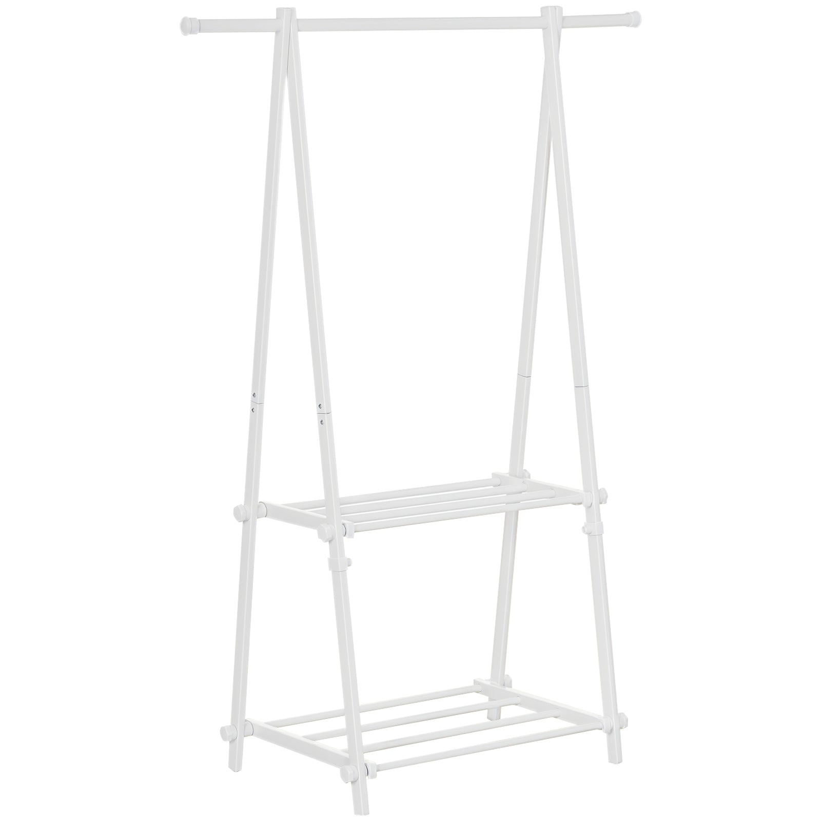 Suporte para Cabide Dobrável com 2 Prateleiras 107,5x45x150 cm Branco