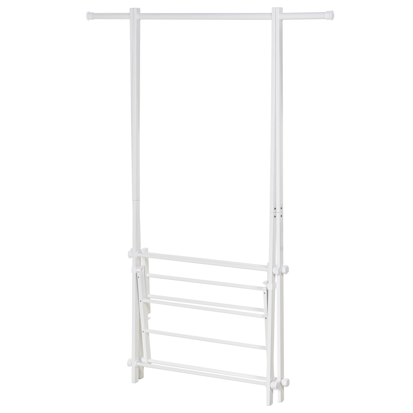 Suporte para Cabide Dobrável com 2 Prateleiras 107,5x45x150 cm Branco