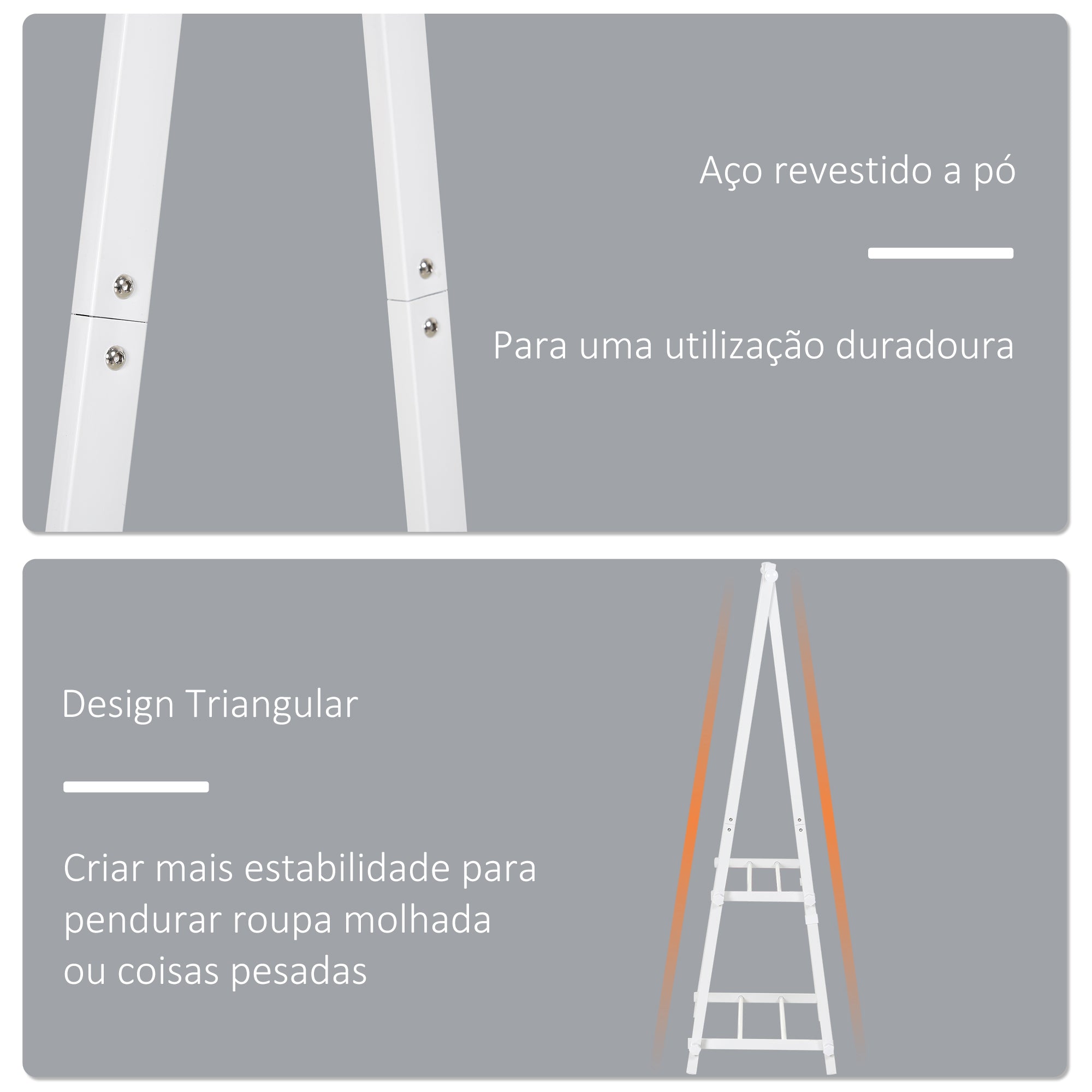 Suporte para Cabide Dobrável com 2 Prateleiras 107,5x45x150 cm Branco